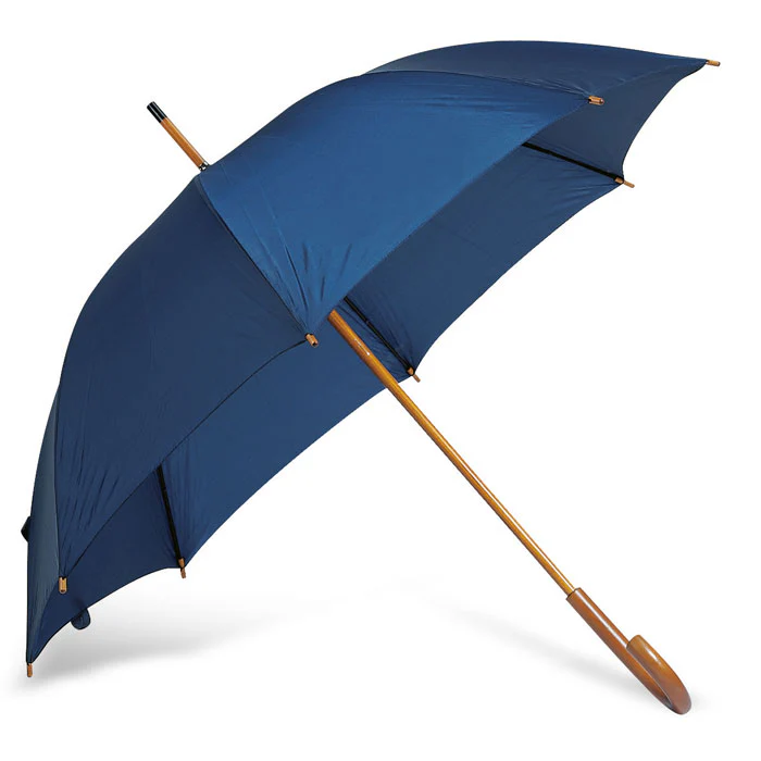 23 inch umbrella with Wooden Handle Blue - Image 2
