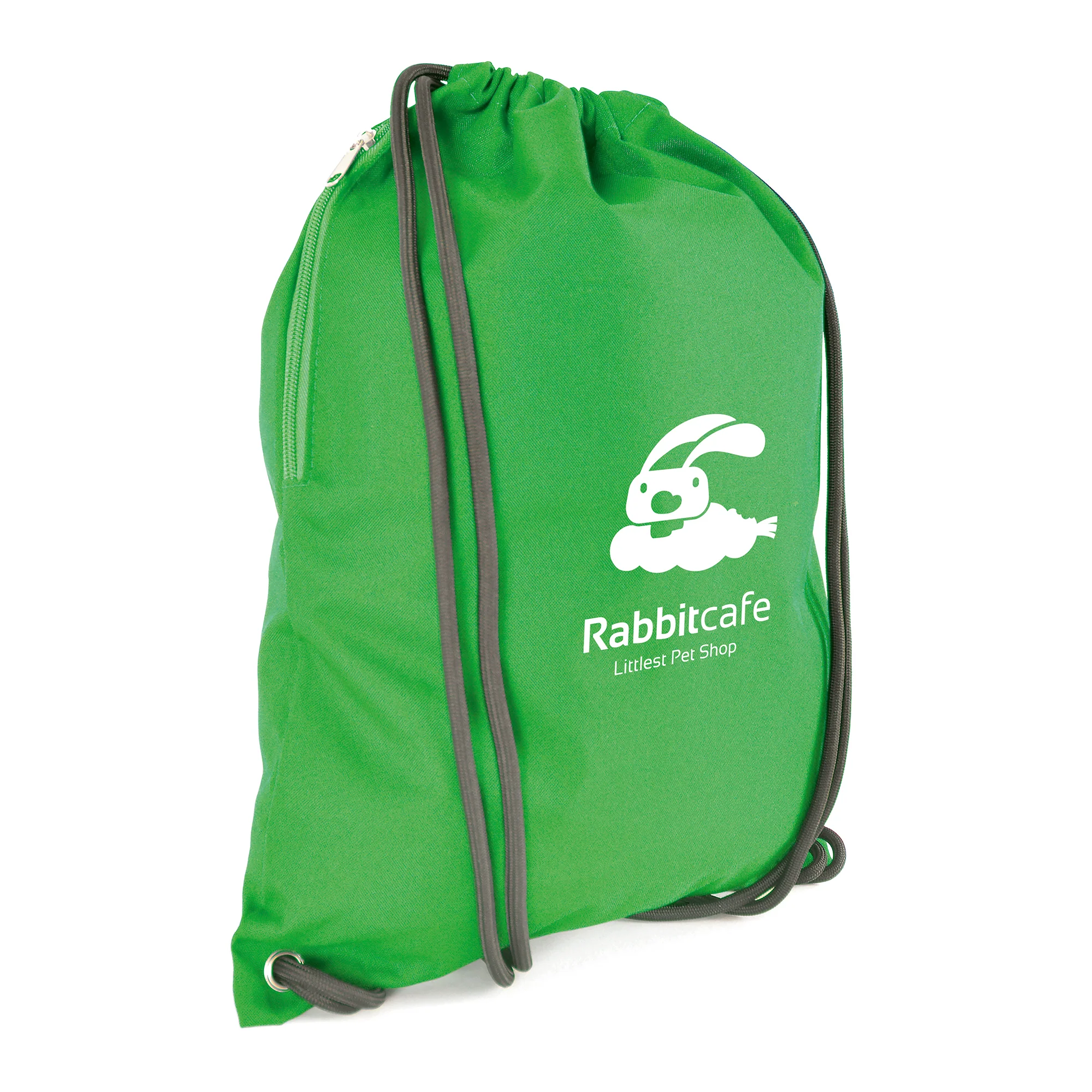 300D polyester drawstring bag with Thick cord and Side zip pocket - Image 5