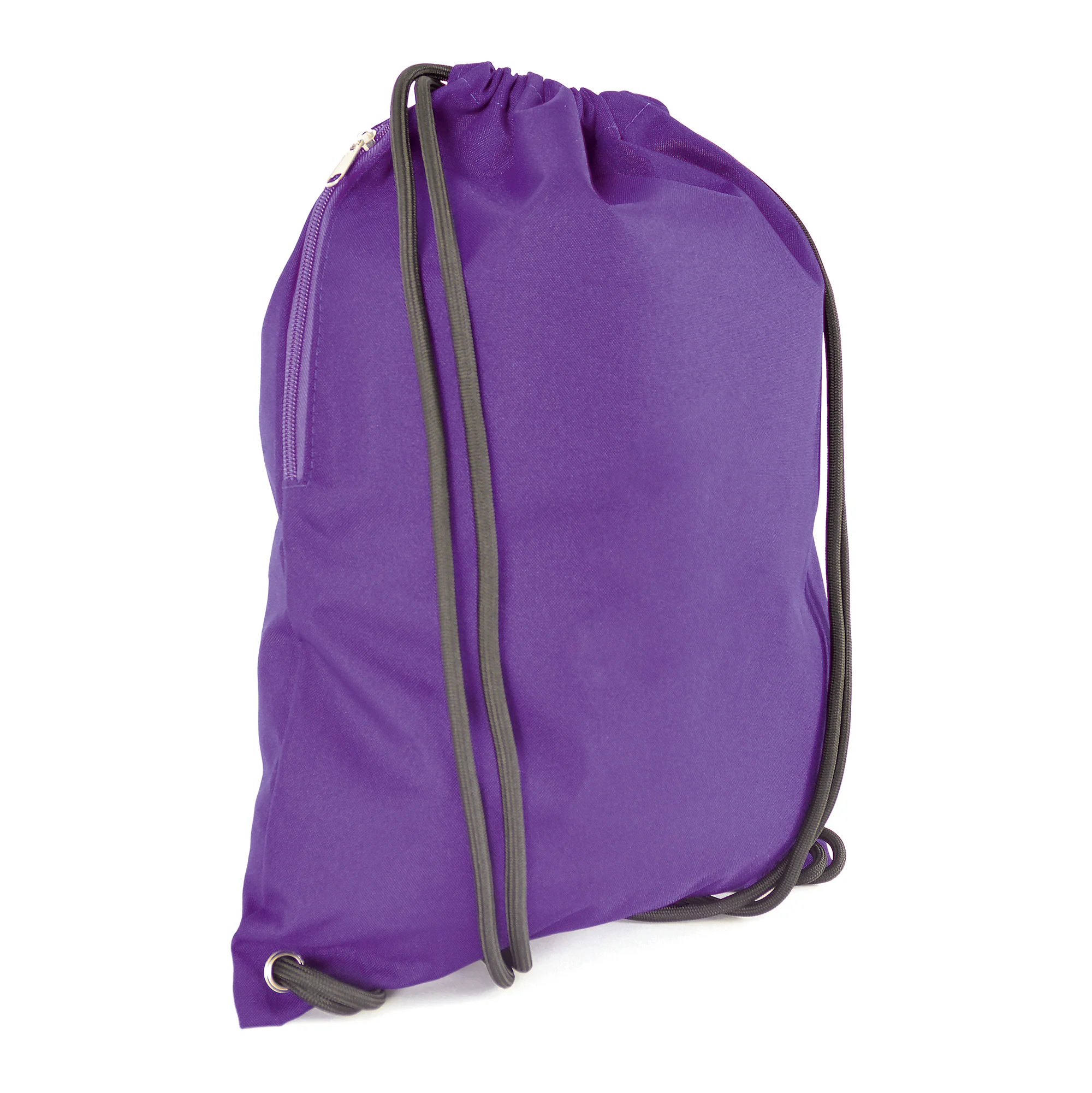300D polyester drawstring bag with Thick cord and Side zip pocket - Image 6