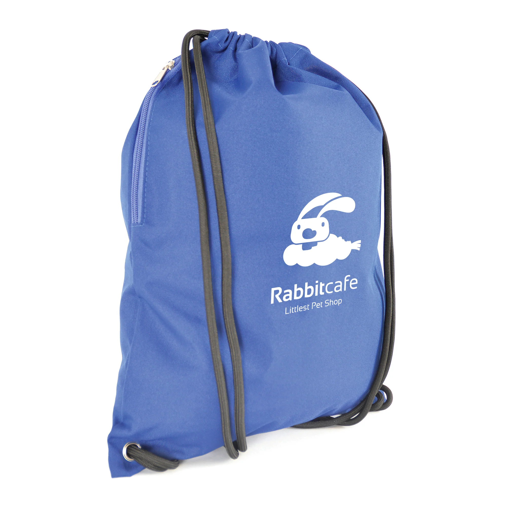 300D polyester drawstring bag with Thick cord and Side zip pocket - Image 8