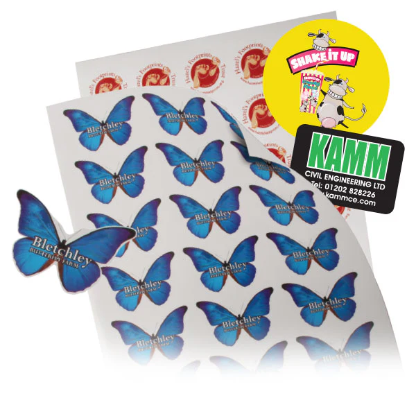 37mm Shaped Vinyl Stickers Printed Full Colour and Supplied on a Roll