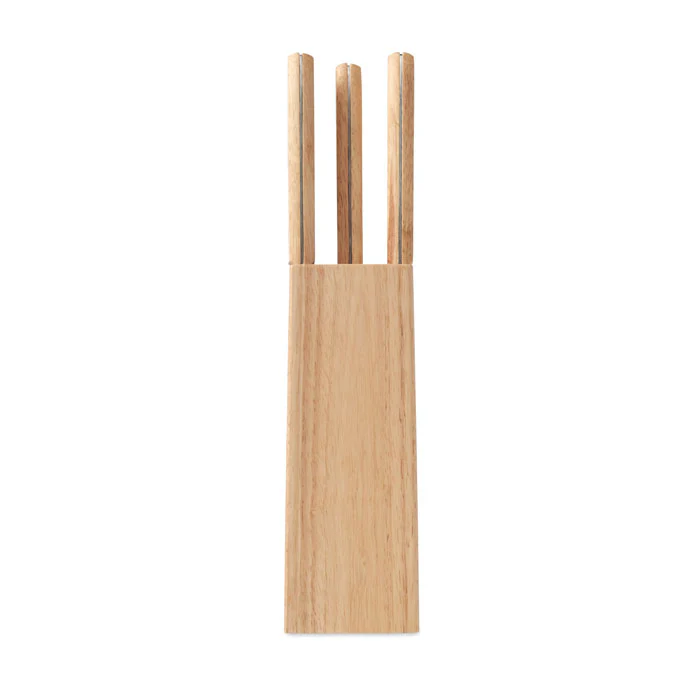 5 piece knife set in base - Image 3