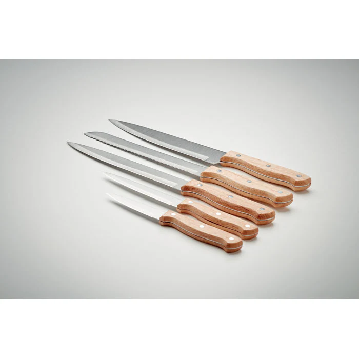 5 piece knife set in base - Image 4