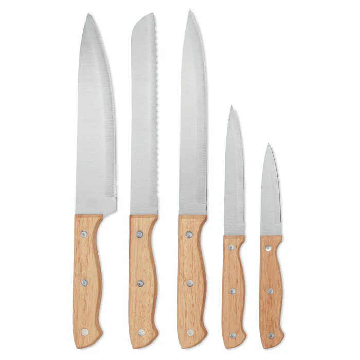 5 piece knife set in base - Image 5