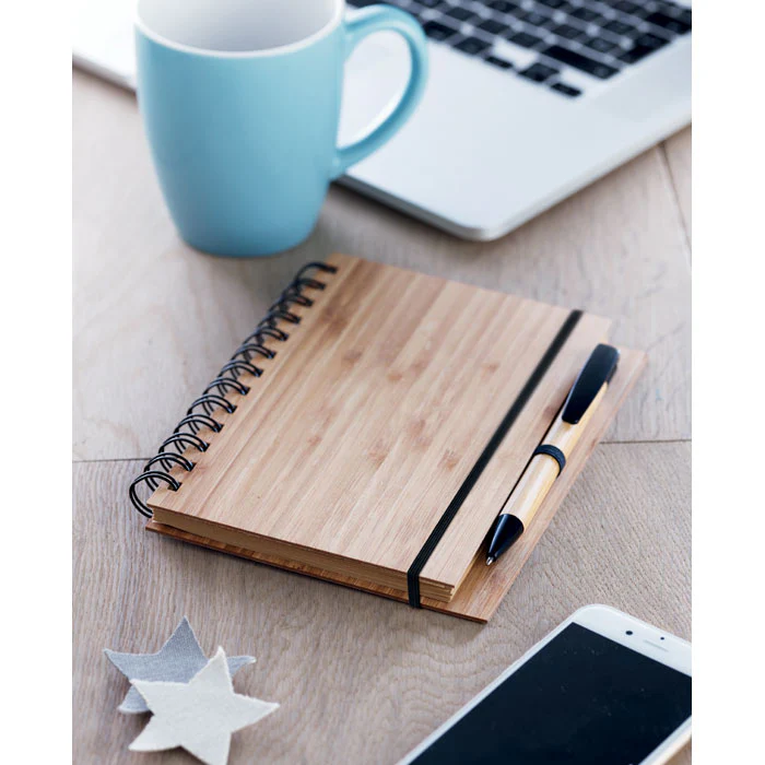 Bamboo notebook with pen lined - Image 4