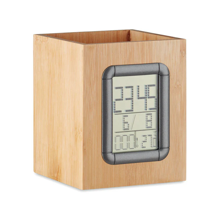 Bamboo penholder and LCD clock - Image 5