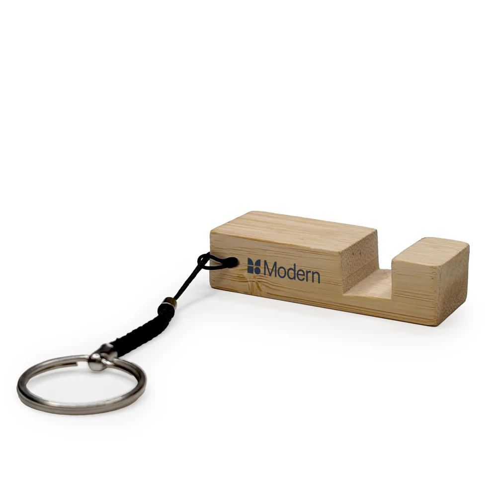 Bamboo Phone Stand Keyring - Image 2