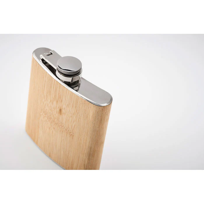 Bamboo slim hip flask 175ml - Image 4