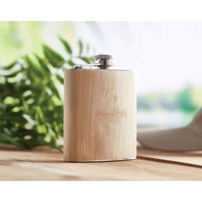 Bamboo slim hip flask 175ml - Image 5
