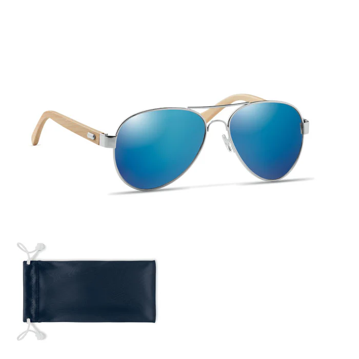 Bamboo sunglasses in pouch - Image 13