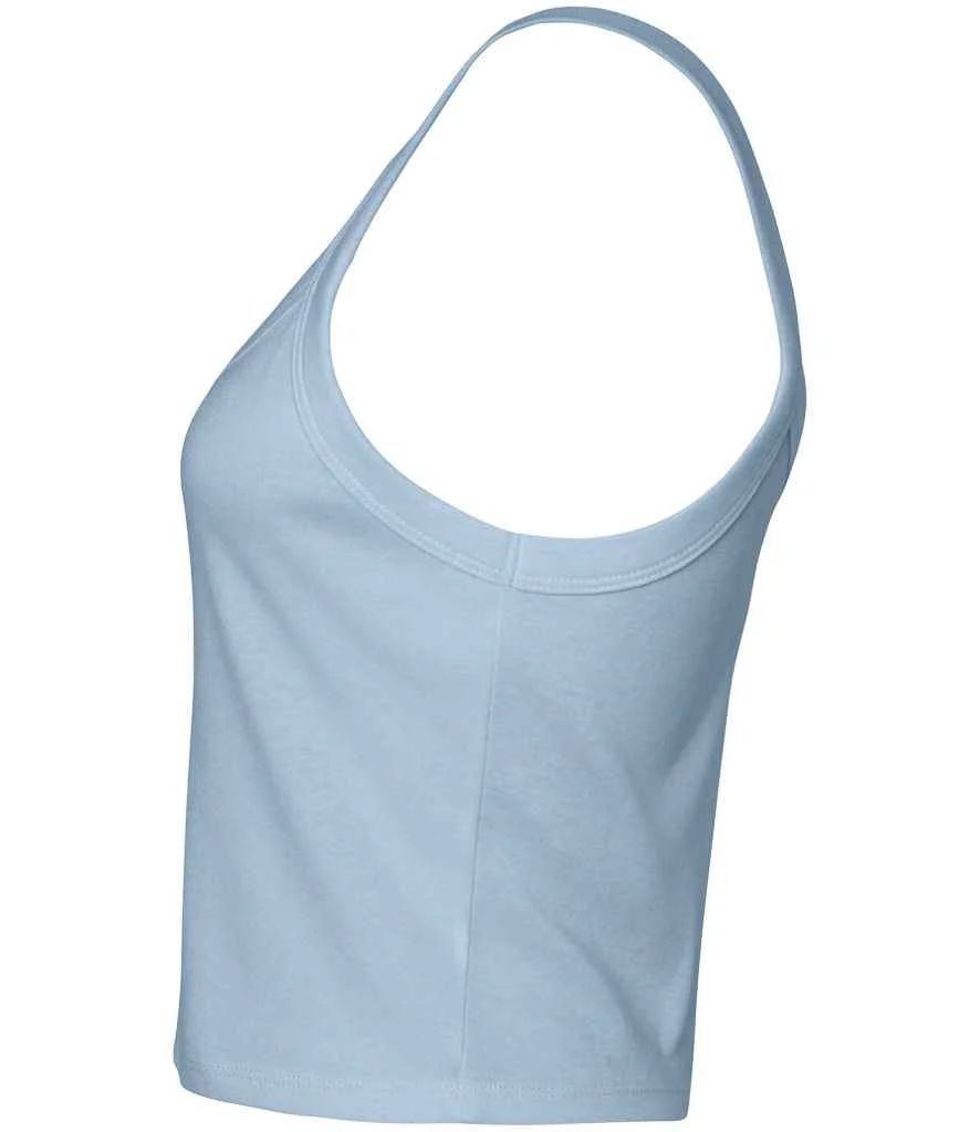 Bella Ladies Micro Rib Spaghetti Strap Tank Top Solid Baby Blue Blend - Image 2