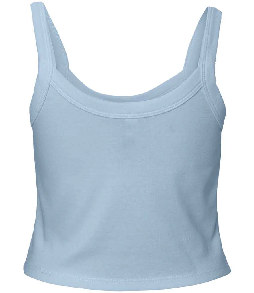 Bella Ladies Micro Rib Spaghetti Strap Tank Top Solid Baby Blue Blend - Image 3