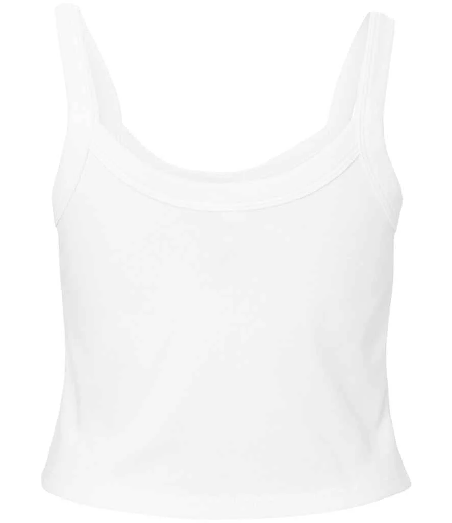 Bella Ladies Micro Rib Spaghetti Strap Tank Top Solid White Blend - Image 3
