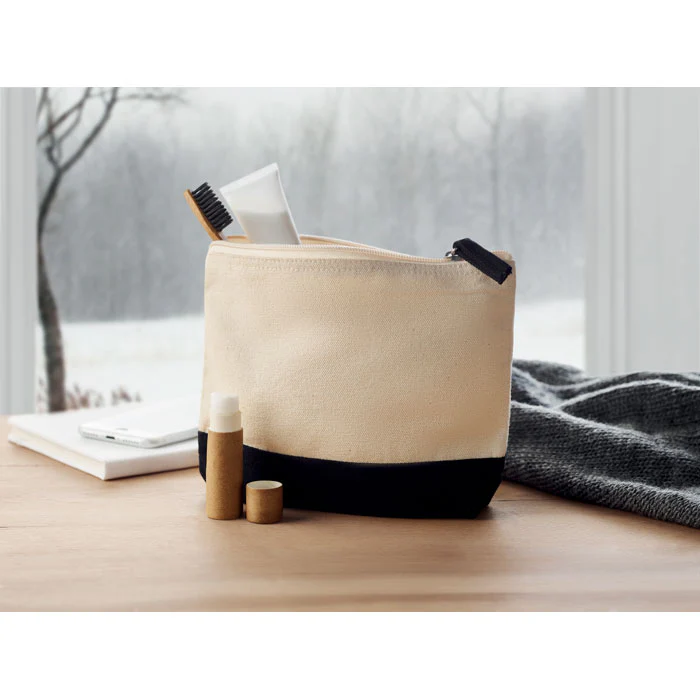 Bicolour cotton cosmetic bag - Image 3