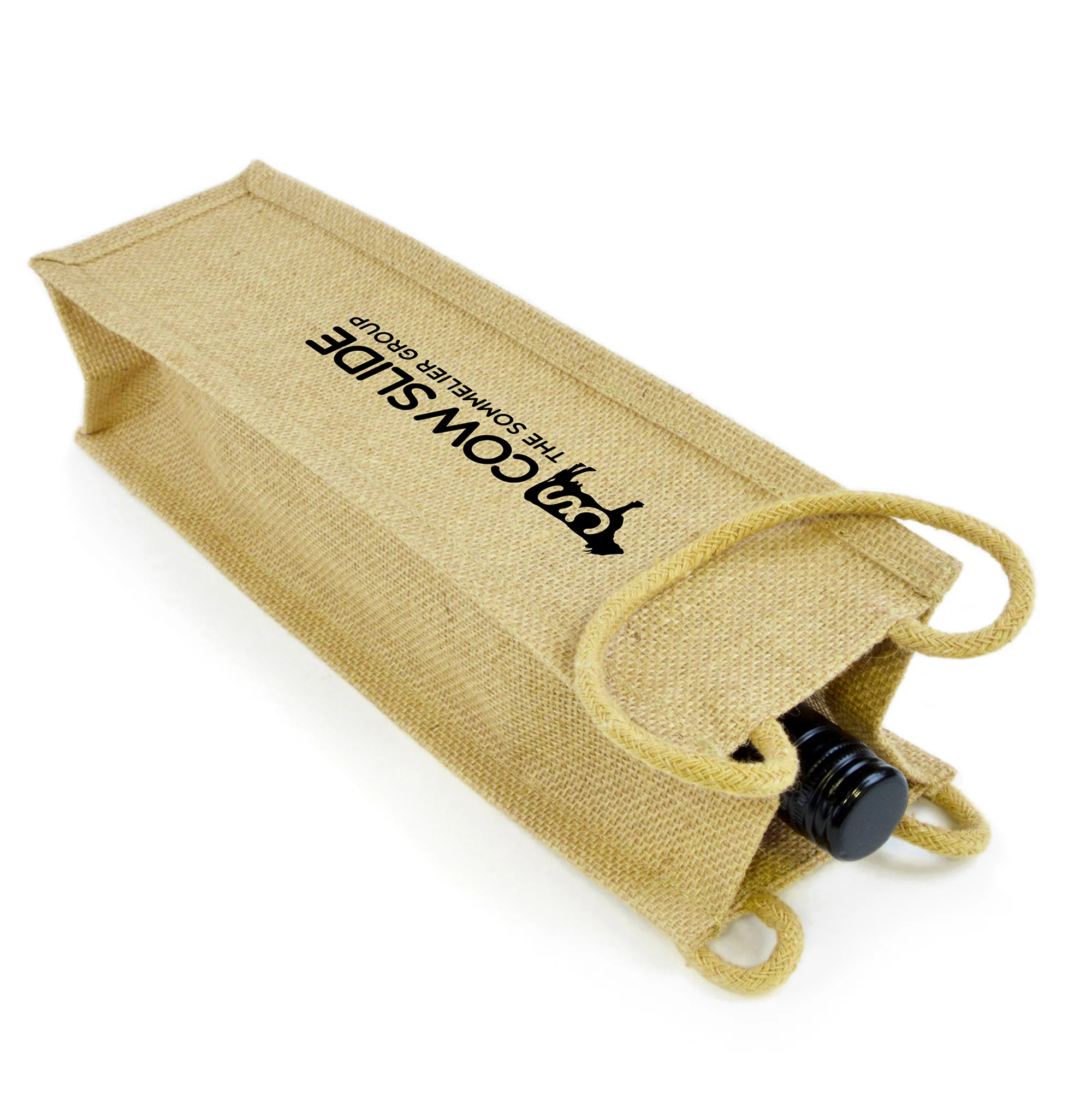 Bordeaux Jute, One Bottle, Wine Bag with carry handles - Image 3