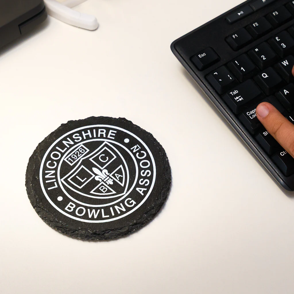 Branded Slate Coaster - Round Slate grey - Image 2