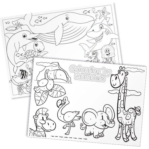 Children's Colouring Place Mat. Printed 1 Colour (Black) - Image 2