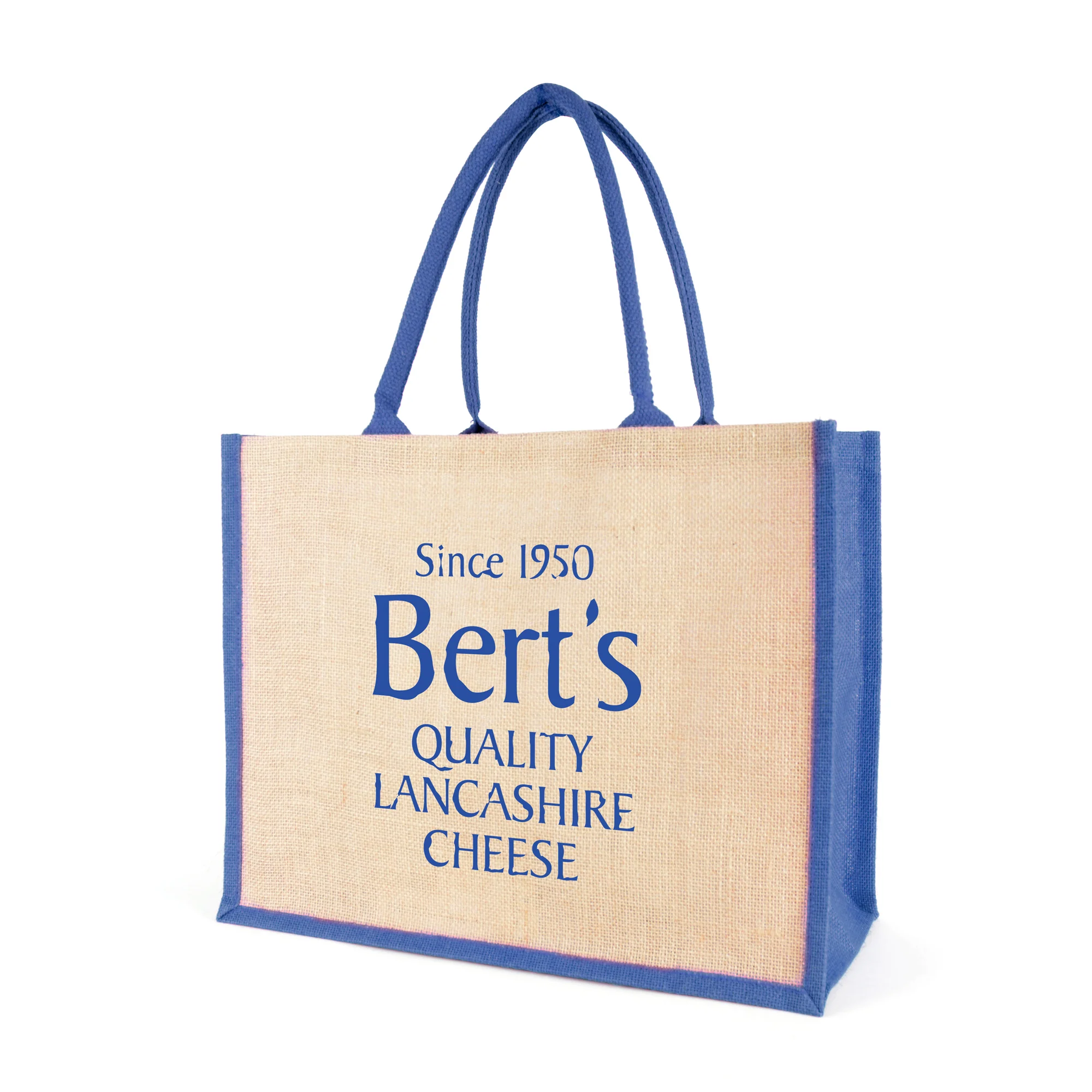 Chow Natural Jute Bag with trim + cotton webbing rope handles - Image 3