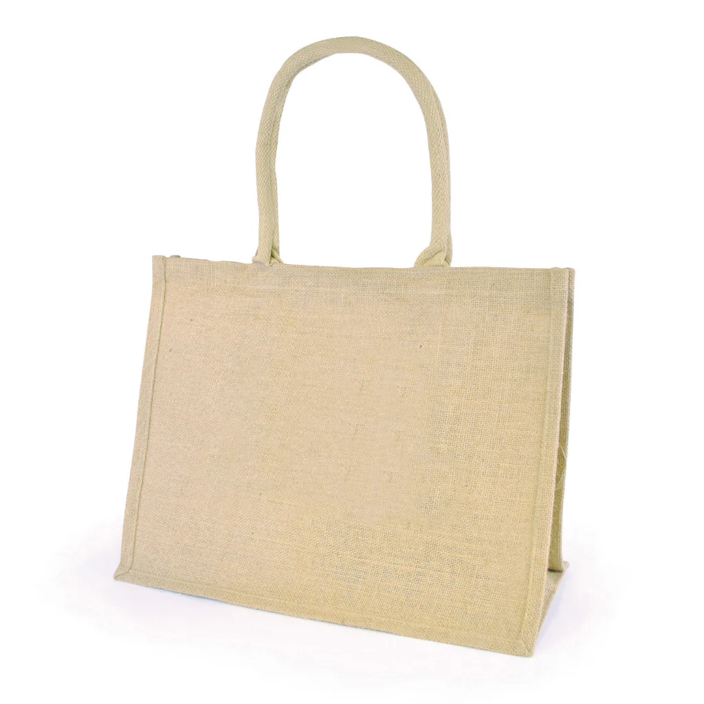 Chow Natural Jute Bag with trim + cotton webbing rope handles - Image 4