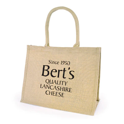 Chow Natural Jute Bag with trim + cotton webbing rope handles - Image 5