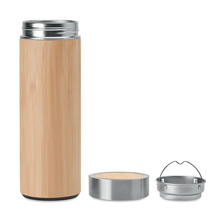 Double wall bamboo flask with tea infuser 400ml - Image 10