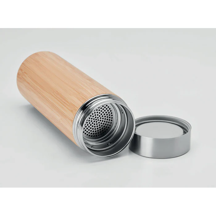 Double wall bamboo flask with tea infuser 400ml - Image 11