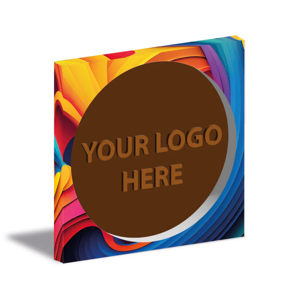 Eco Window Disc Box, Milk Chocolate Disc, 100mm, Bespoke