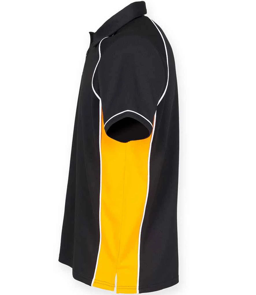 Finden + Hales Kids Performance Piped Polo Shirt Black/Amber/White - Image 2
