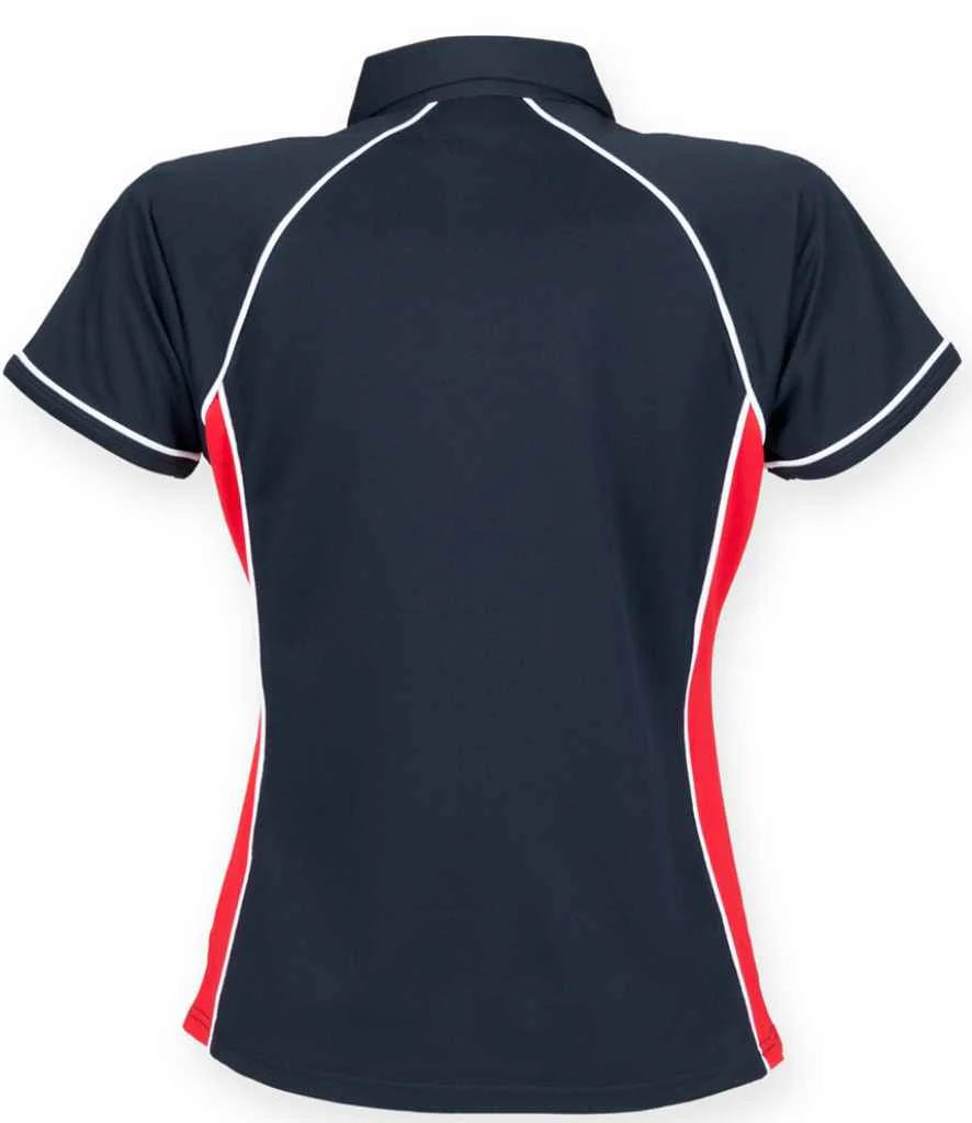 Finden + Hales Ladies Performance Piped Polo Shirt Navy/Red/White - Image 3