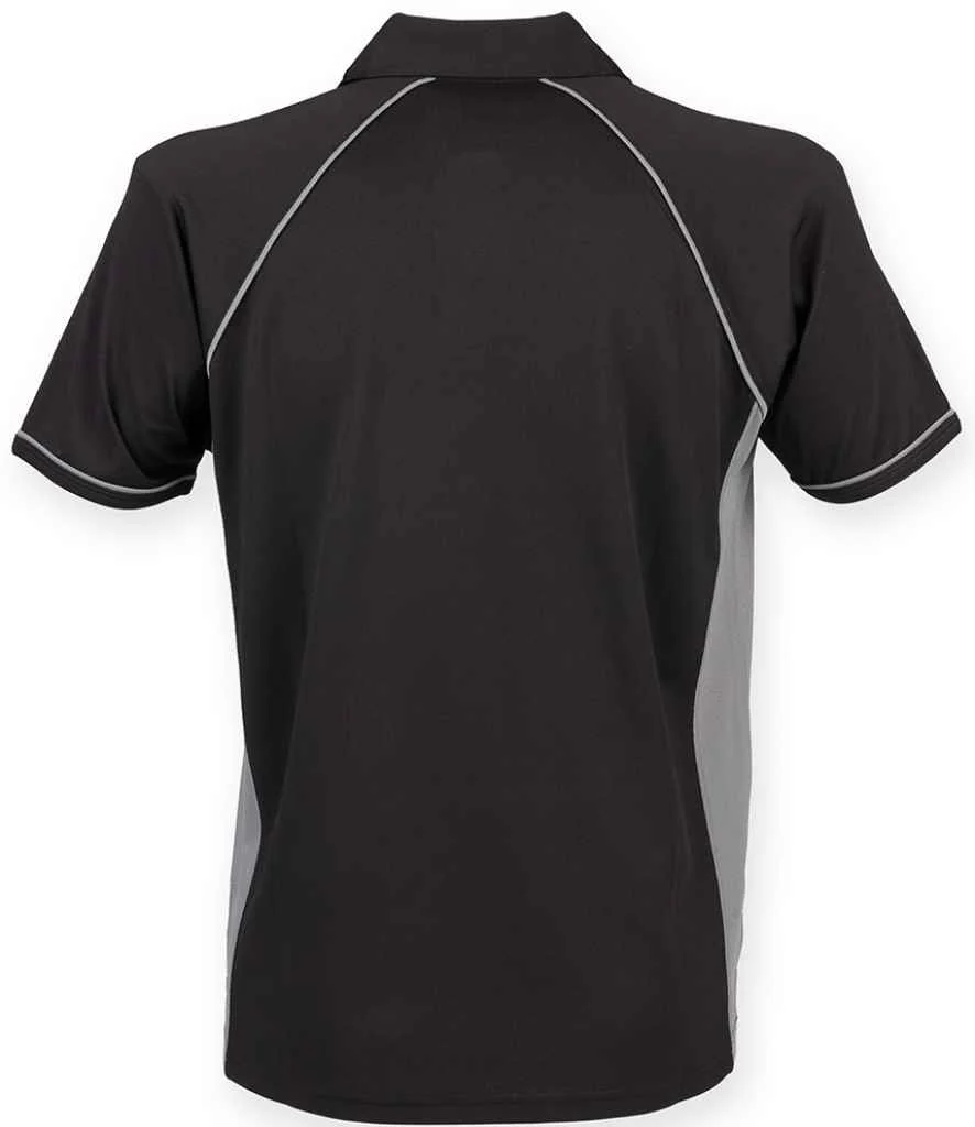 Finden + Hales Performance Piped Polo Shirt Black/Grey - Image 4
