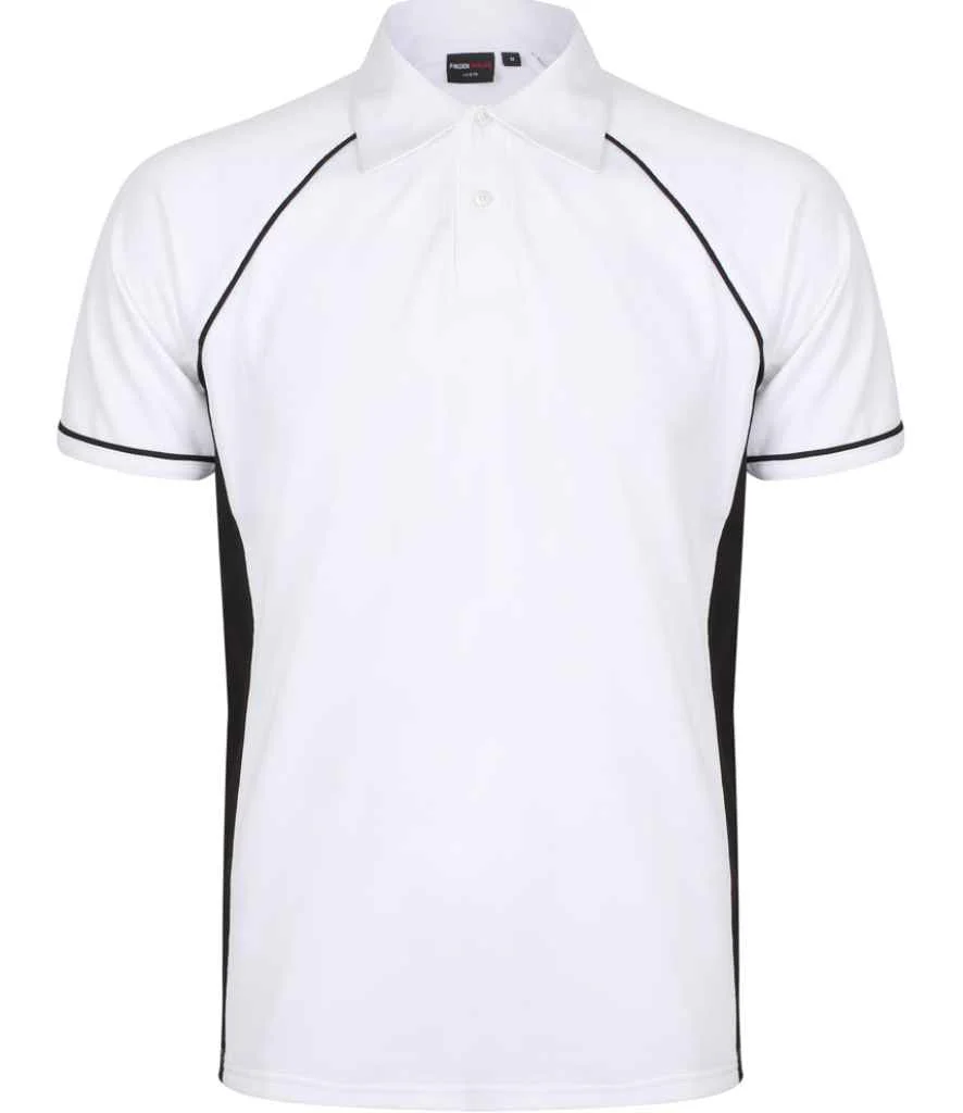 Finden + Hales Performance Piped Polo Shirt White/Black/Black - Image 2