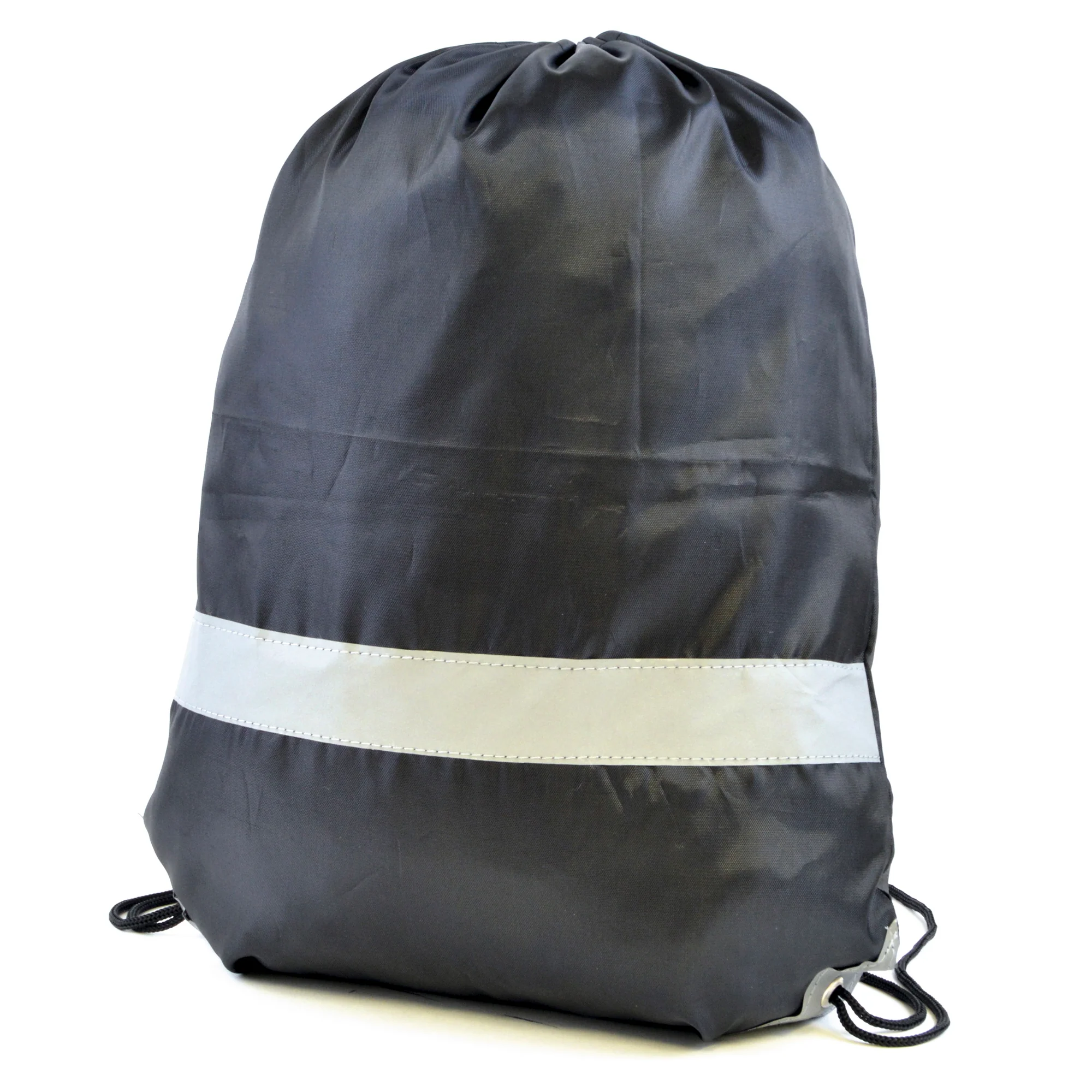 Fluorescent drawstring bag with reflective strip. 210D polyester - Image 3