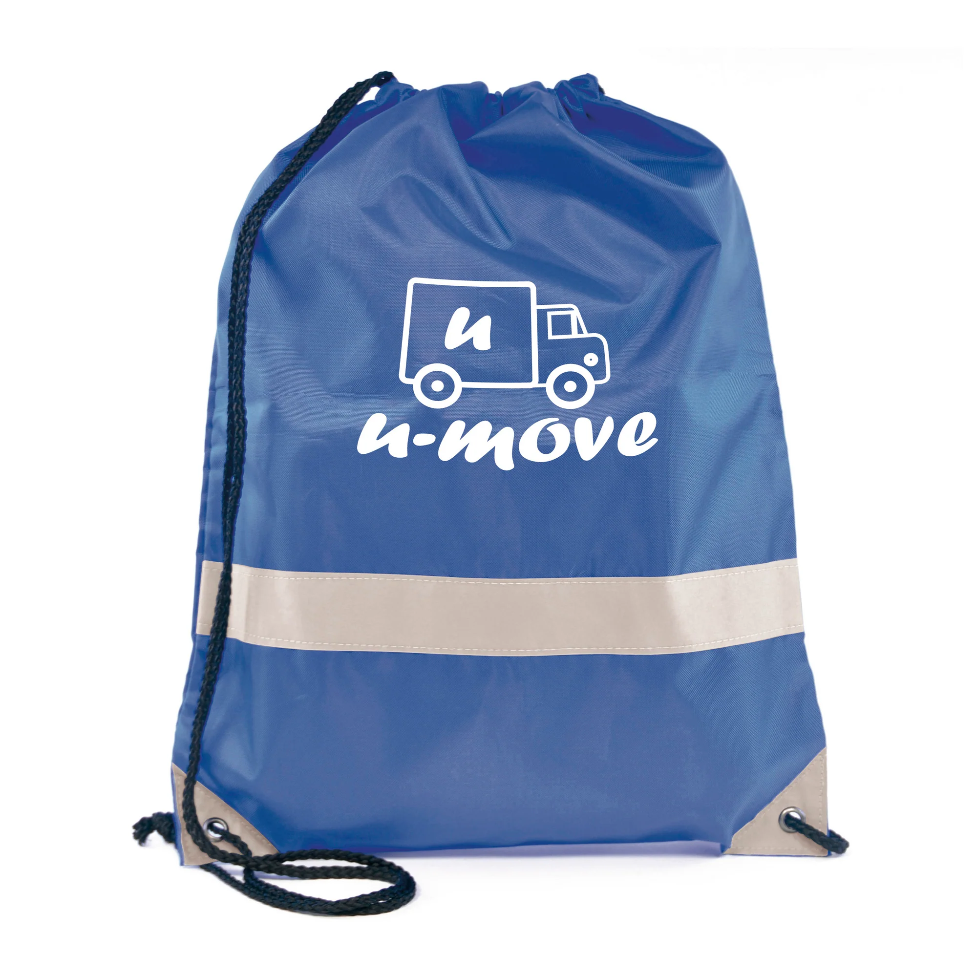 Fluorescent drawstring bag with reflective strip. 210D polyester - Image 5