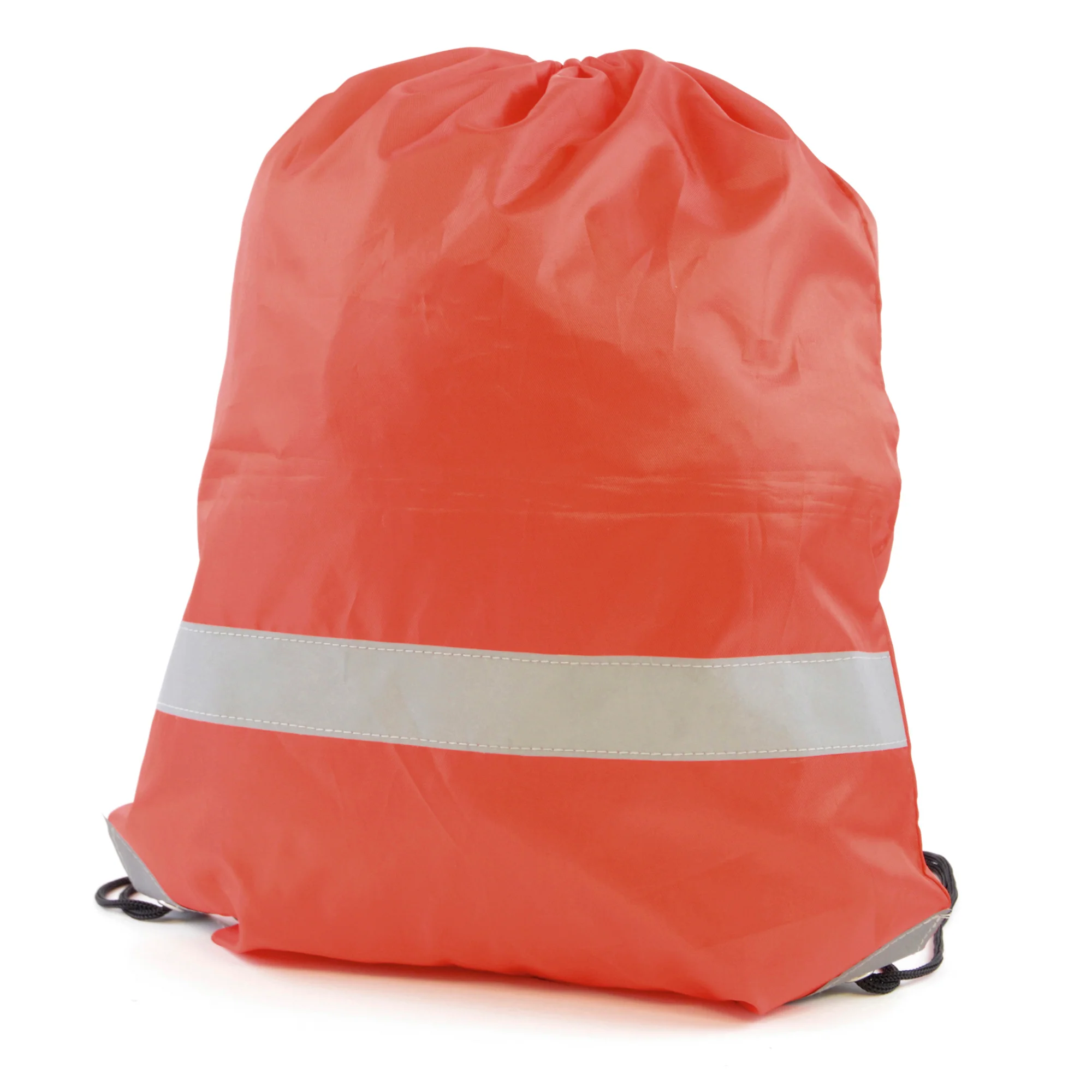 Fluorescent drawstring bag with reflective strip. 210D polyester - Image 7