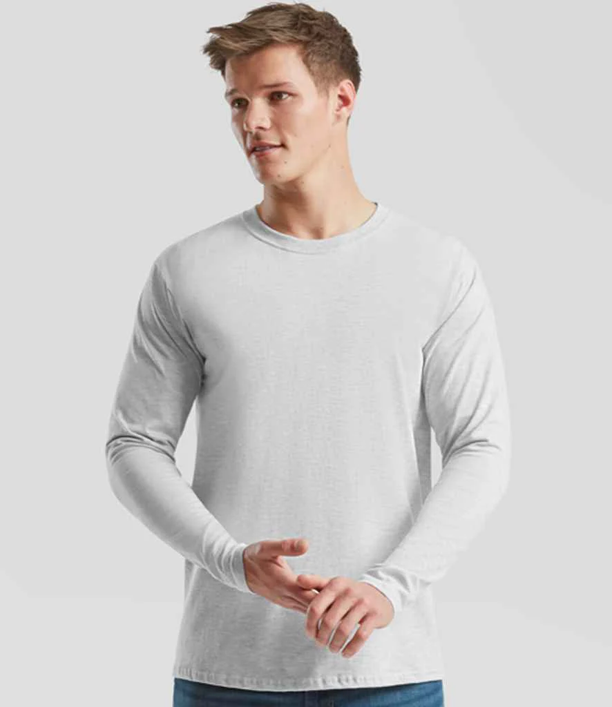 Fruit Loom Iconic 195 Long Sleeve T-Shirt Heather Grey - Image 2