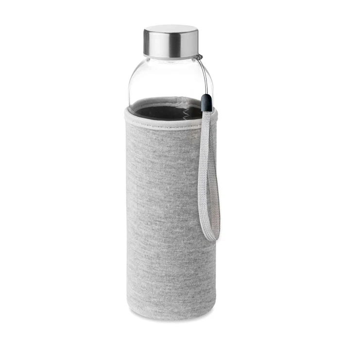 Glass bottle in pouch 500ml Grey