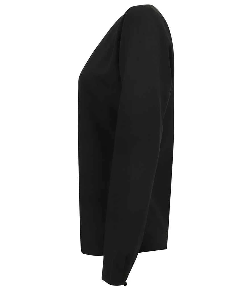 Henbury Ladies Pleat Front Long Sleeve Blouse - Image 4