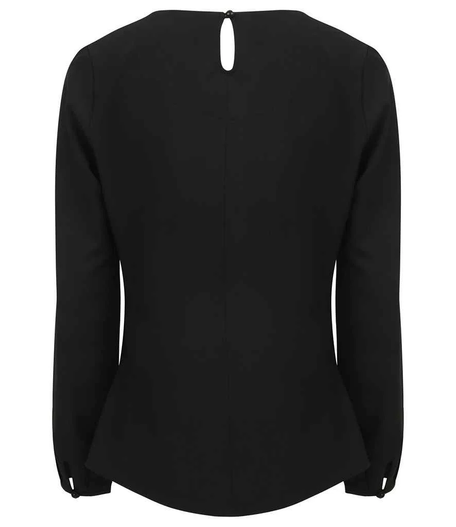 Henbury Ladies Pleat Front Long Sleeve Blouse - Image 6