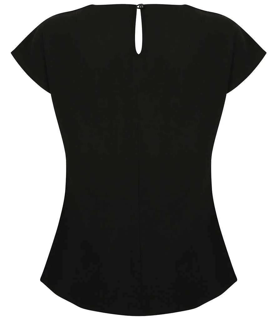 Henbury Ladies Pleat Front Short Sleeve Blouse - Image 5