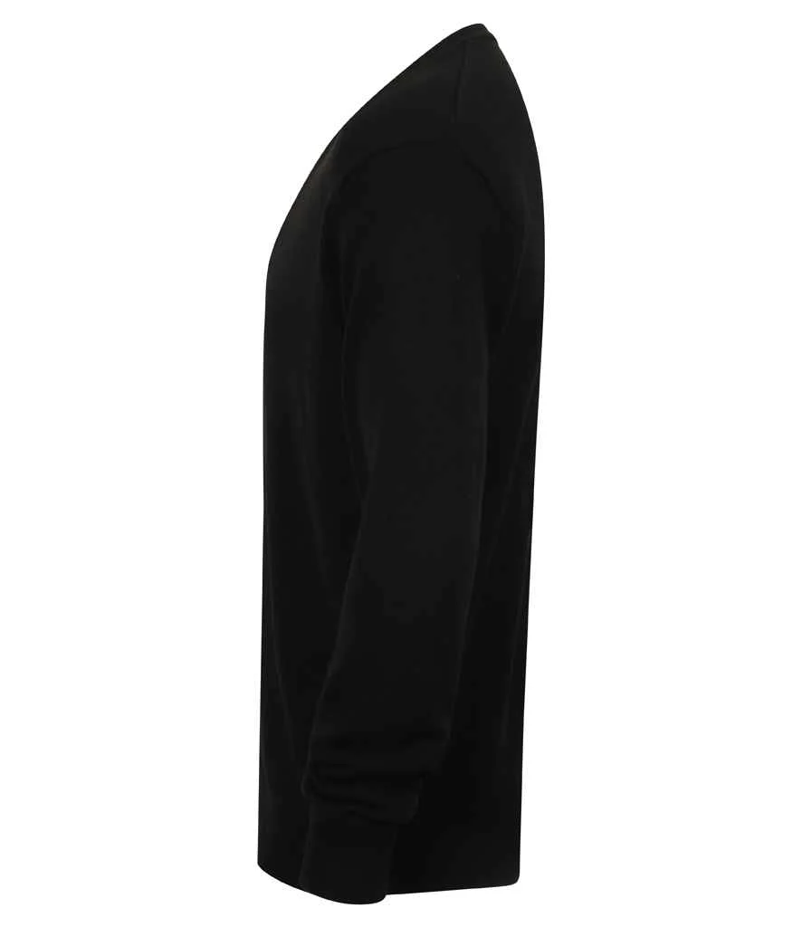 Henbury Lightweight Cotton Acrylic V Neck Cardigan - Image 6
