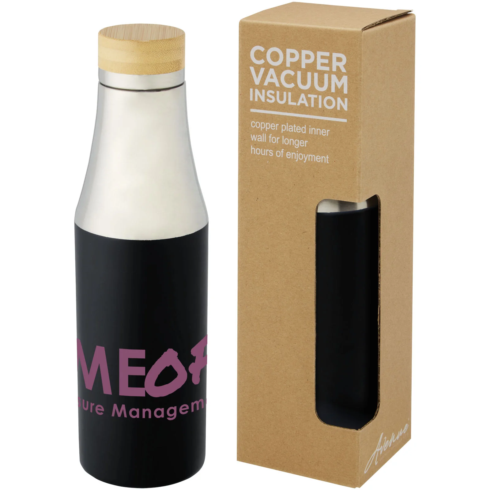 Hulan 540 ml copper vacuum insulated stainless steel bottle with bamboo lid - Image 31