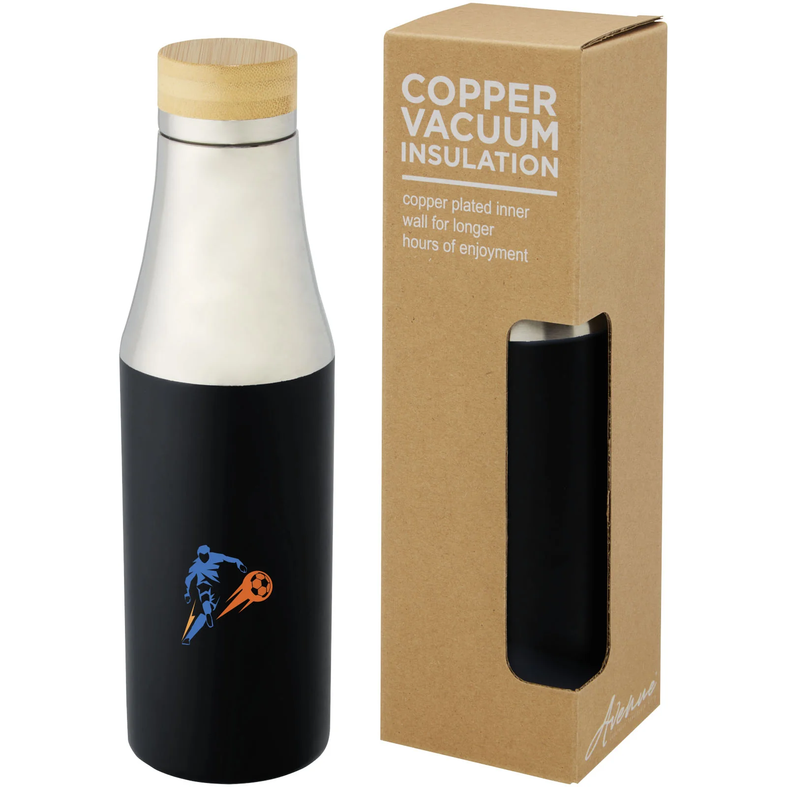 Hulan 540 ml copper vacuum insulated stainless steel bottle with bamboo lid - Image 37