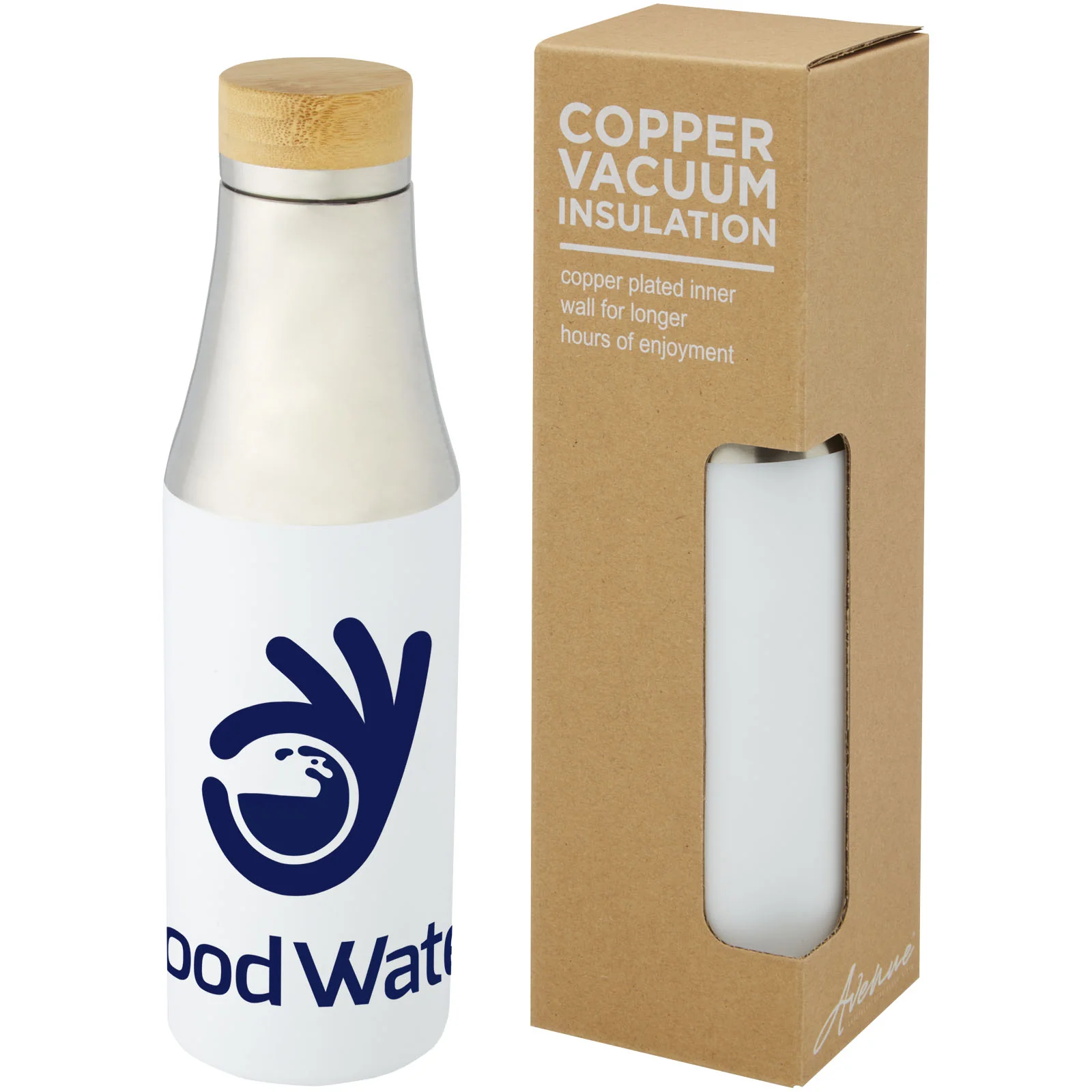 Hulan 540 ml copper vacuum insulated stainless steel bottle with bamboo lid - Image 8
