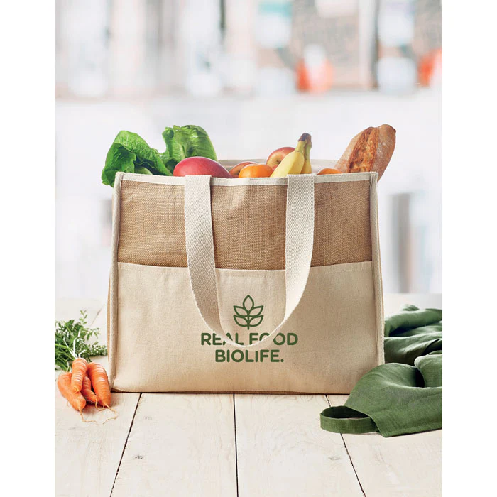 Jute and canvas cooler bag - Image 3