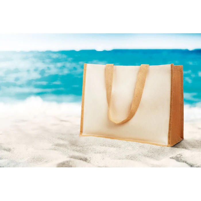 Jute and canvas shopping bag - Image 12