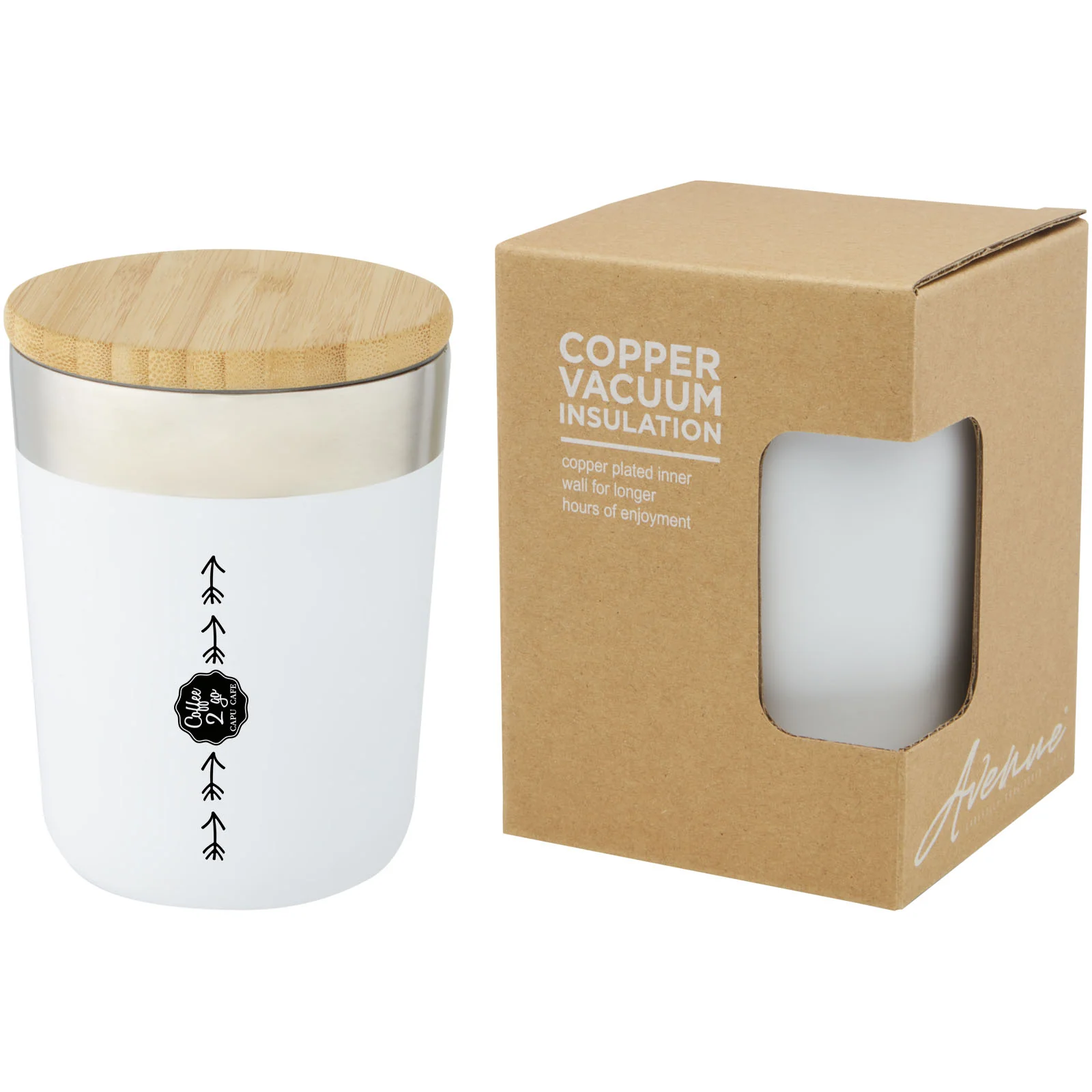 Lagan 300 ml copper vacuum insulated stainless steel tumbler with bamboo lid - Image 2