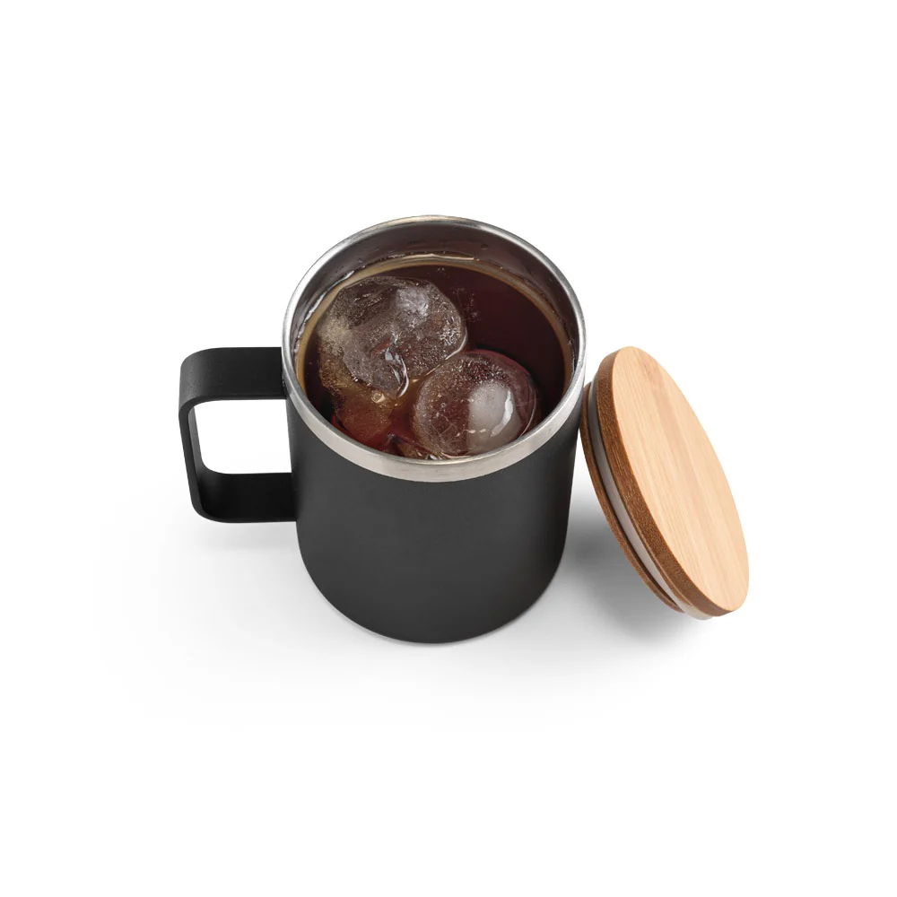 LAUDA. Mug in 90% recycled stainless steel with bamboo lid 420 mL - Image 5