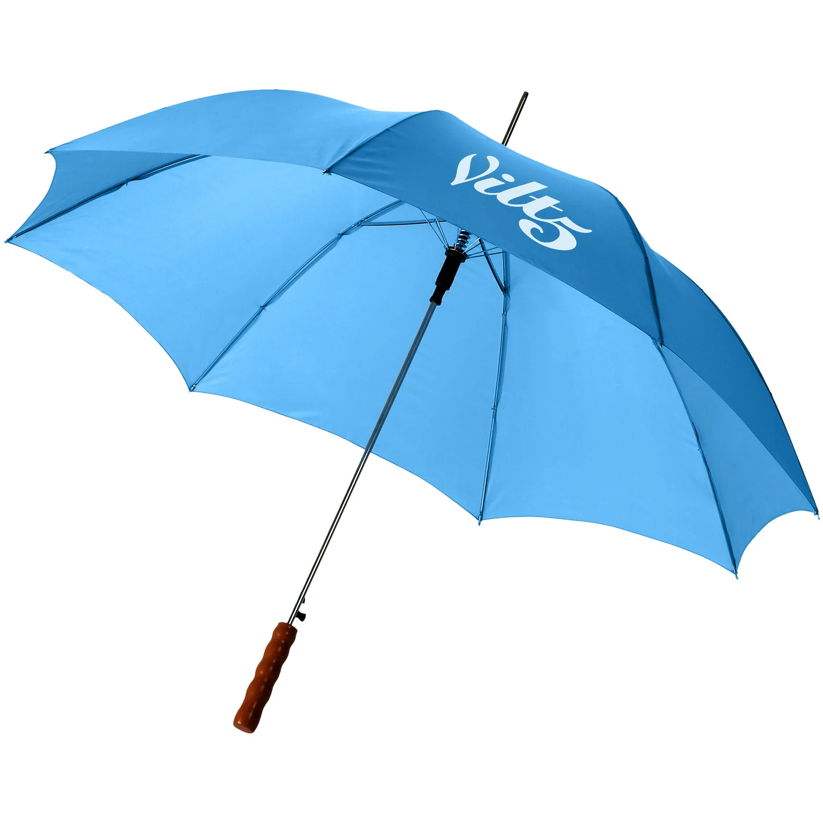 Lisa 23" auto open umbrella with wooden handle Blue - Image 4