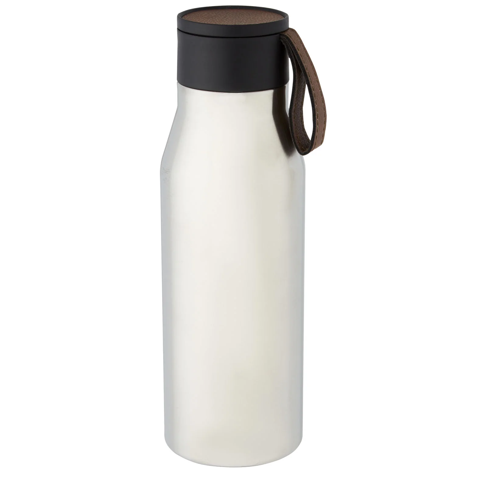Ljungan 500 ml copper vacuum insulated stainless steel bottle with PU leather strap and lid - Image 6