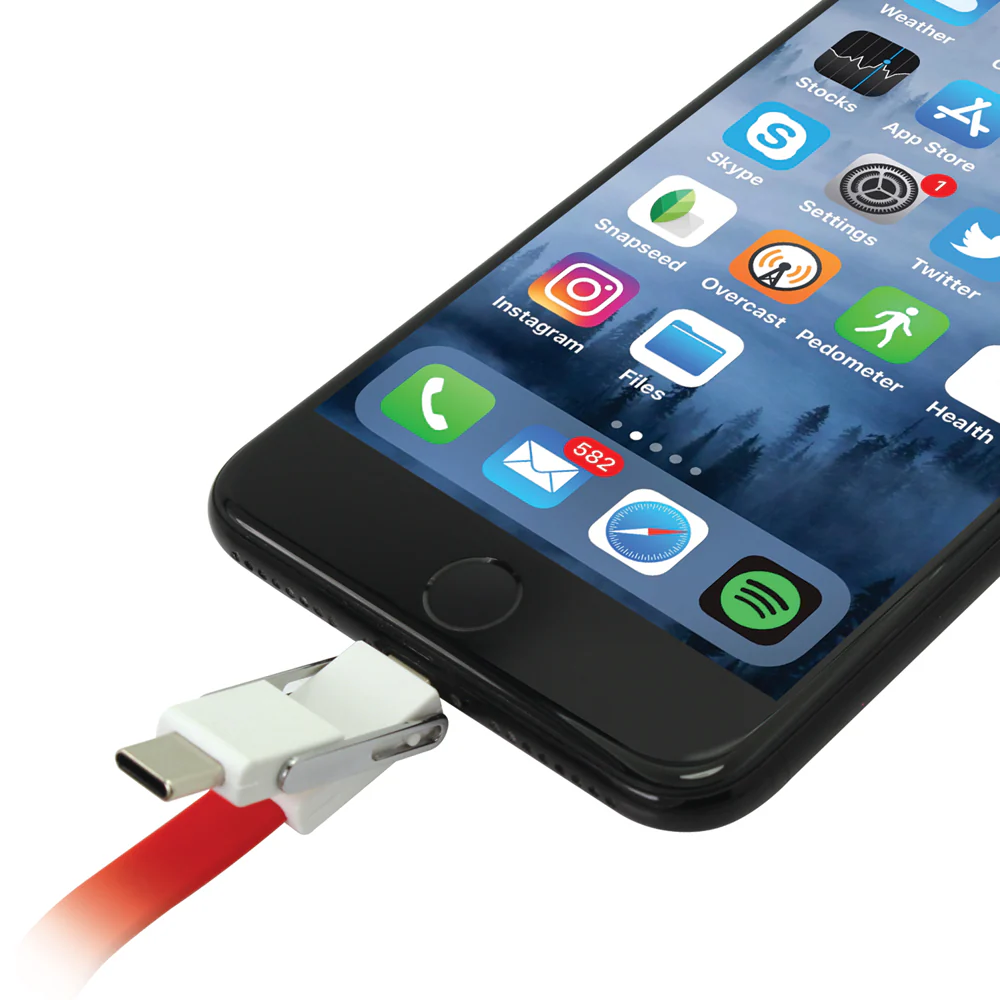 Magnetic Slide USB Cable Keyring - 3-in-1 - Image 2